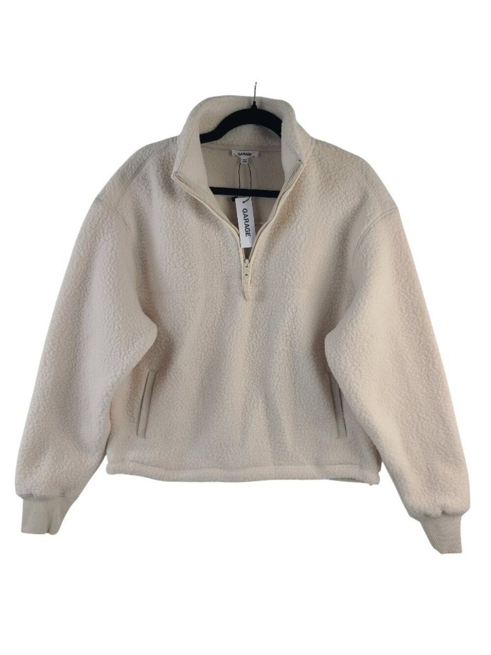 NEW Garage Sherpa Mock Neck Half Zip Pullover Jacket Perfect Pearl Sz Small